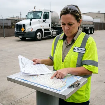 Coordinator reviewing hazmat trucking paperwork