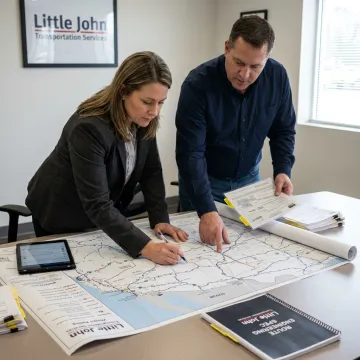 Heavy-haul logistics team planning a cross-border route