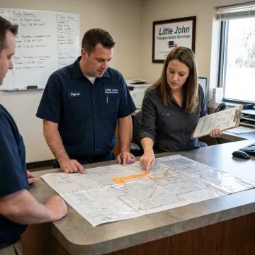 Heavy haul team planning oversized freight route