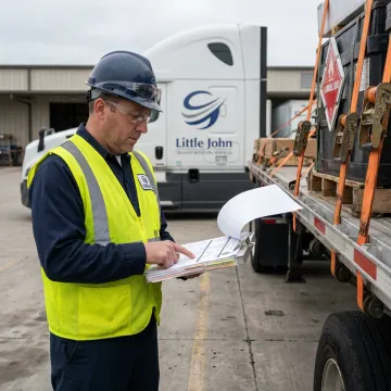 Specialist reviewing secure hazmat freight documents