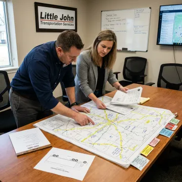 Heavy-haul team planning an oversize trucking route