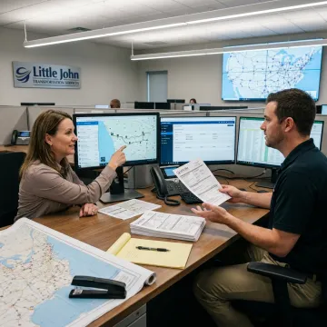 Logistics team coordinating specialized freight transportation