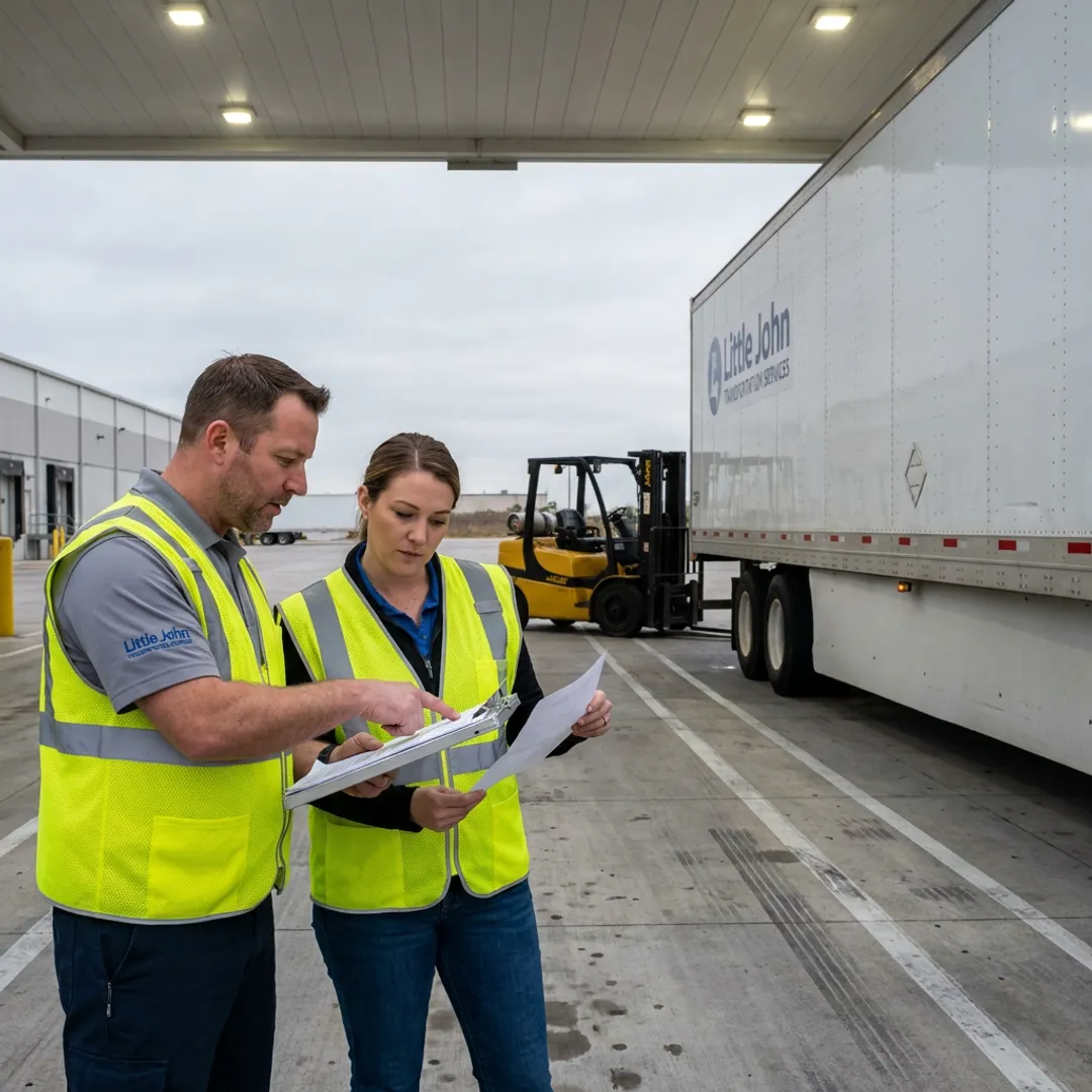 Freight team coordinating transloading operations