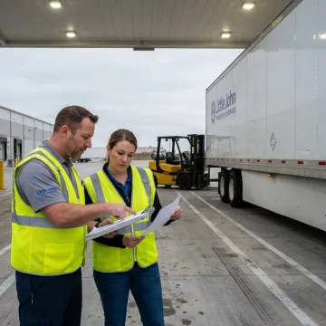 Freight team coordinating transloading operations