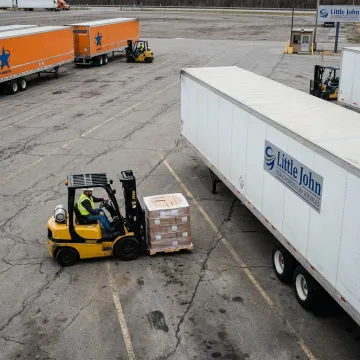 Freight transfer at logistics terminal