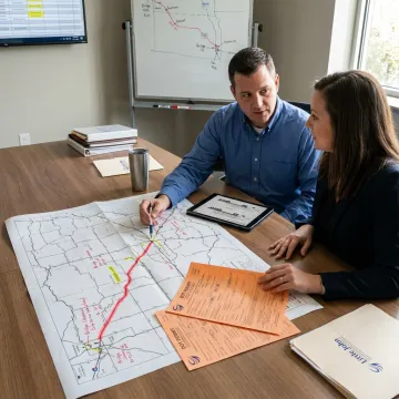 Heavy haul team planning an oversize load route