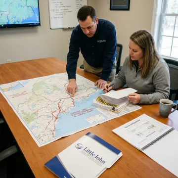 Heavy haul team planning an oversized freight route