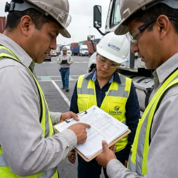 Logistics team coordinating a freight transloading process