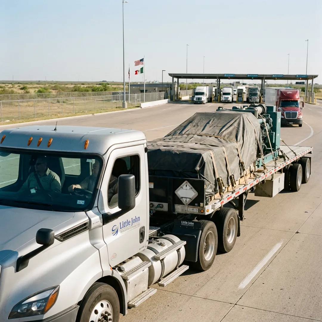 Cross-border freight truck traveling toward Mexico