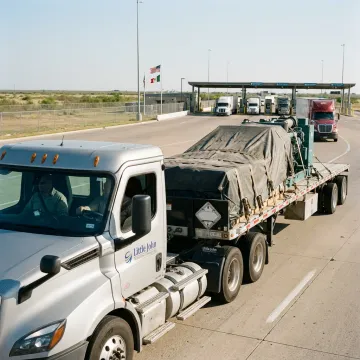Cross-border freight truck traveling toward Mexico