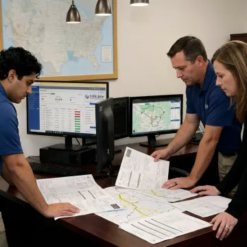Logistics team coordinating project freight movement