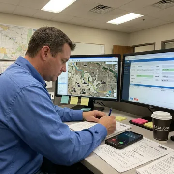 Dispatcher coordinating an oilfield hot shot freight load
