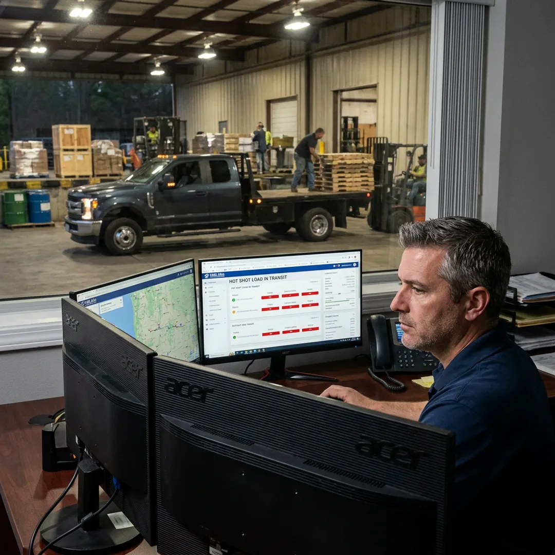Dispatcher tracking a hot shot freight shipment