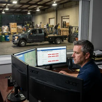 Dispatcher tracking a hot shot freight shipment