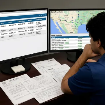 Dispatcher matching flatbed freight loads