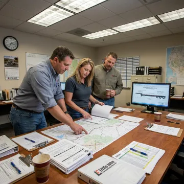 Heavy haul team planning an oversized transport route