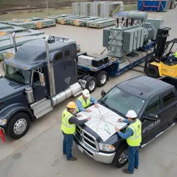 Logistics team planning heavy-haul energy freight route