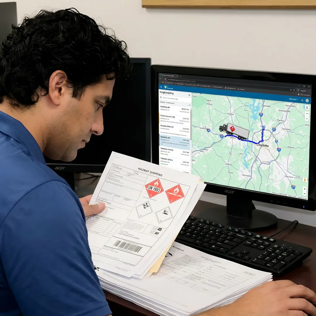 Dispatcher tracking a hazmat truck shipment