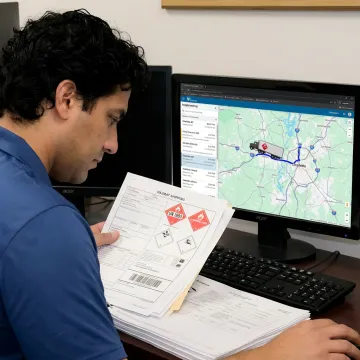 Dispatcher tracking a hazmat truck shipment