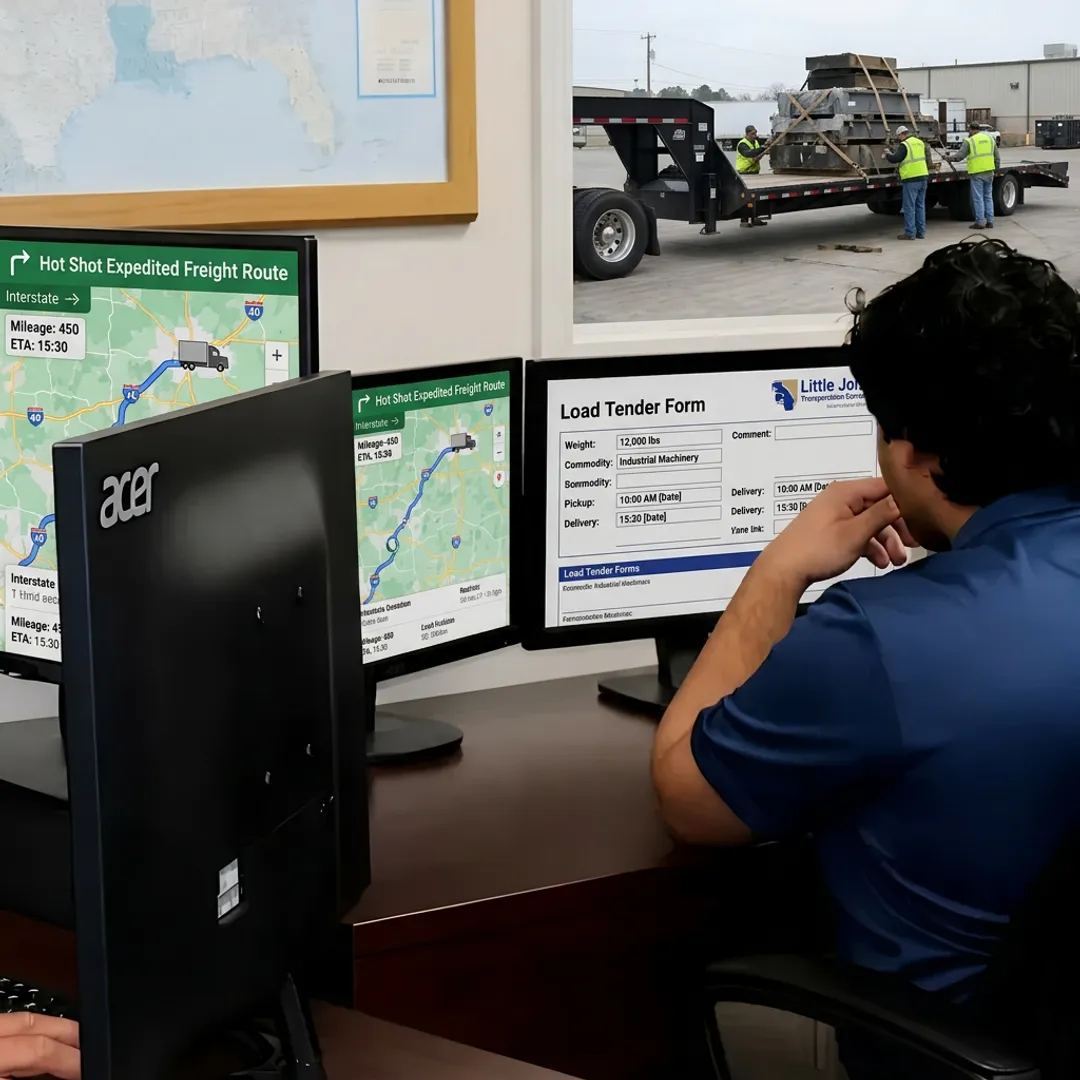 Dispatcher coordinating a hot shot truck load