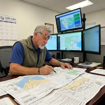 Dispatcher coordinating a flatbed freight shipment