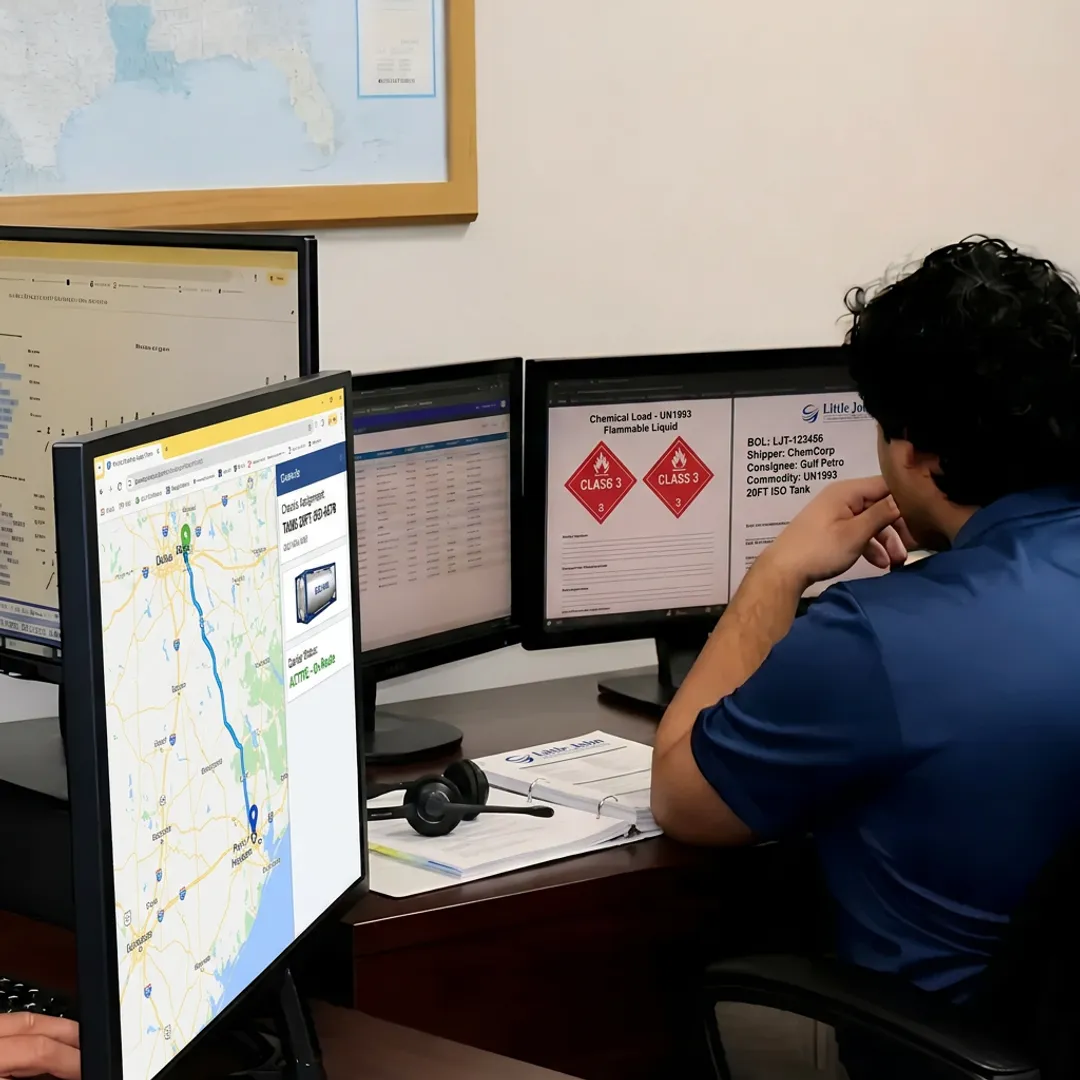 Dispatcher coordinating ISO tank container drayage