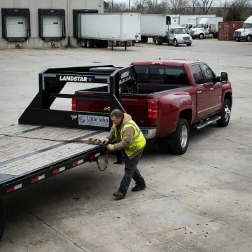 Hot shot truck driver preparing urgent freight delivery