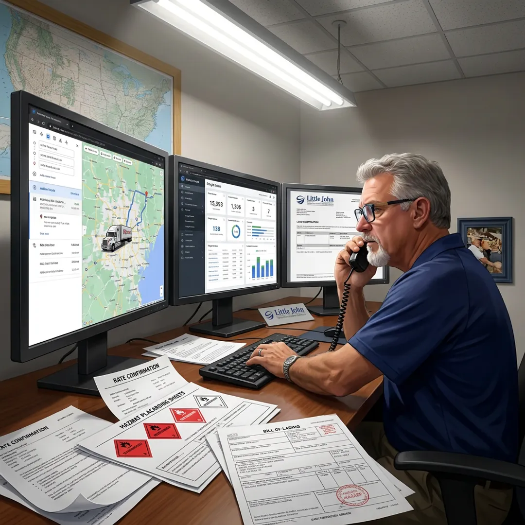 Dispatcher coordinating hot shot truck shipment