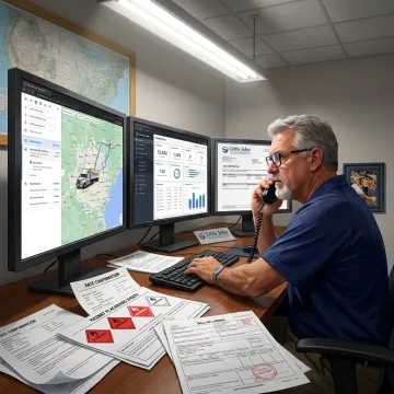 Dispatcher coordinating hot shot truck shipment