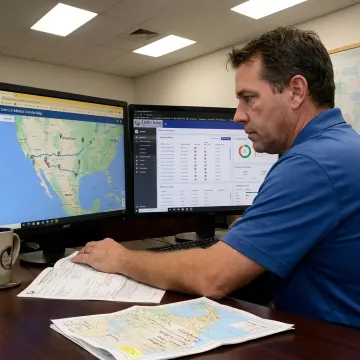 Dispatcher coordinating hazmat freight documentation