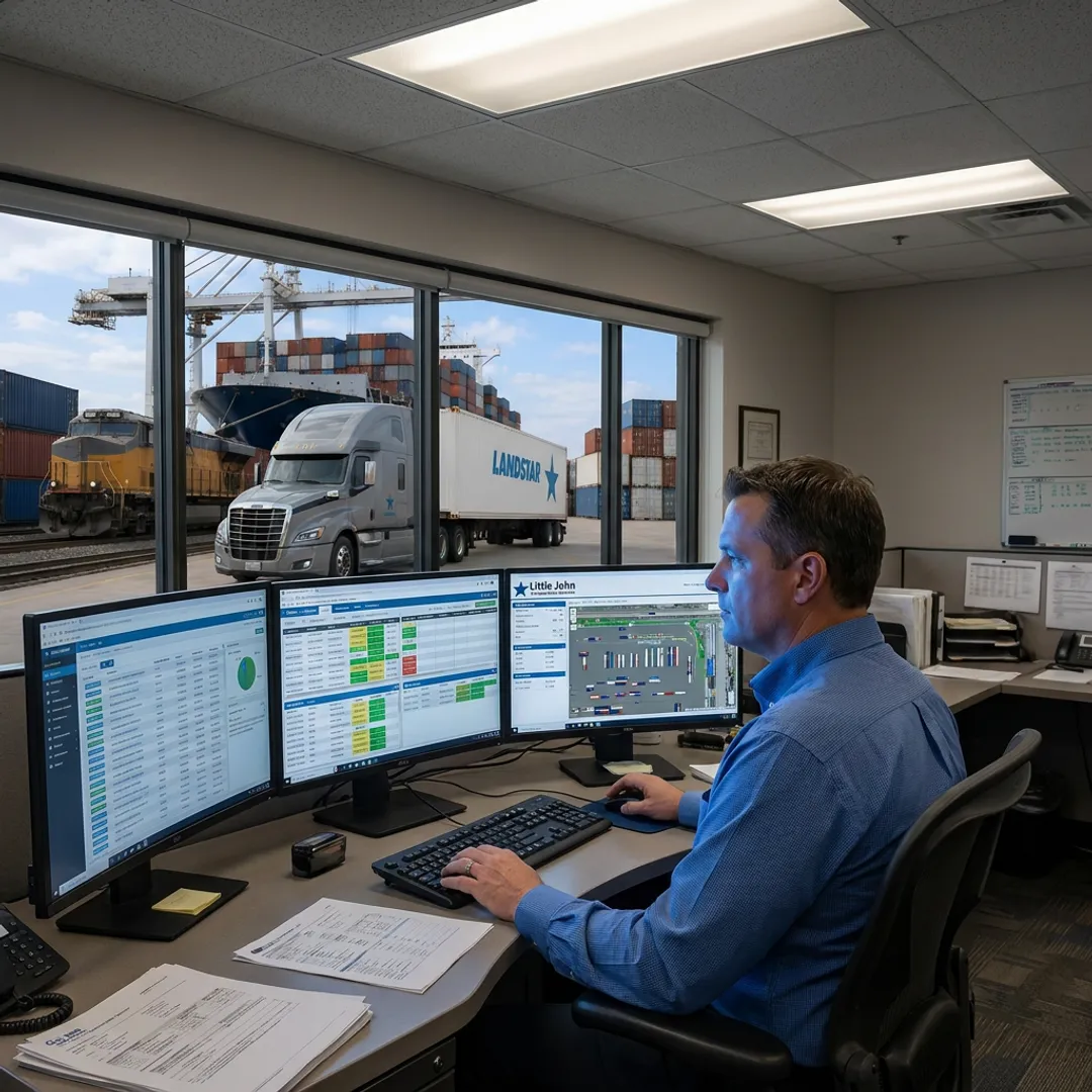 Dispatcher coordinating intermodal container trucking