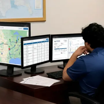 Freight broker coordinating full truckload dispatch