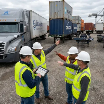 Logistics team coordinating transloading process