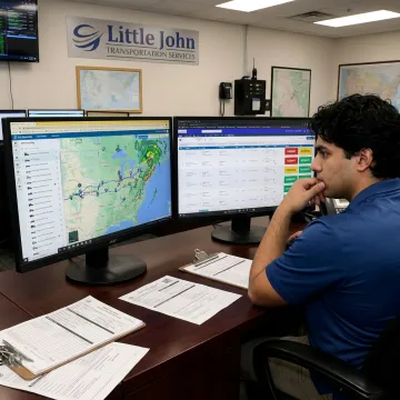 Secure freight dispatch team monitoring protected shipments