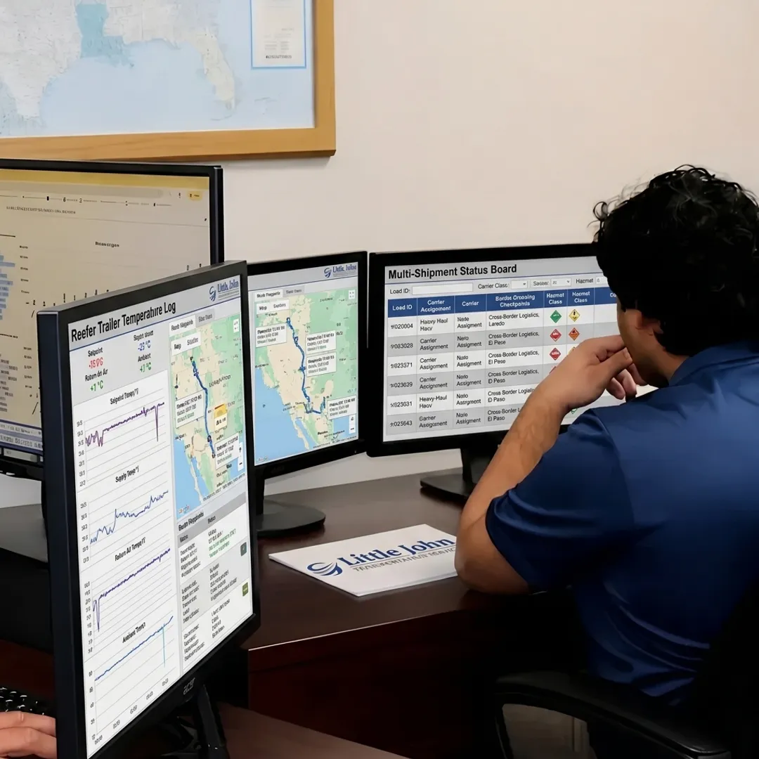 Dispatcher monitoring expedited cold chain freight