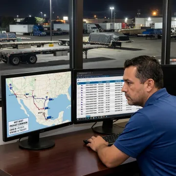 Dispatcher monitoring cross-border hot shot freight