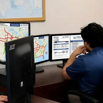 Heavy haul team planning an oversize freight route