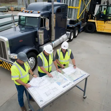 Heavy-haul team planning an oversized load route