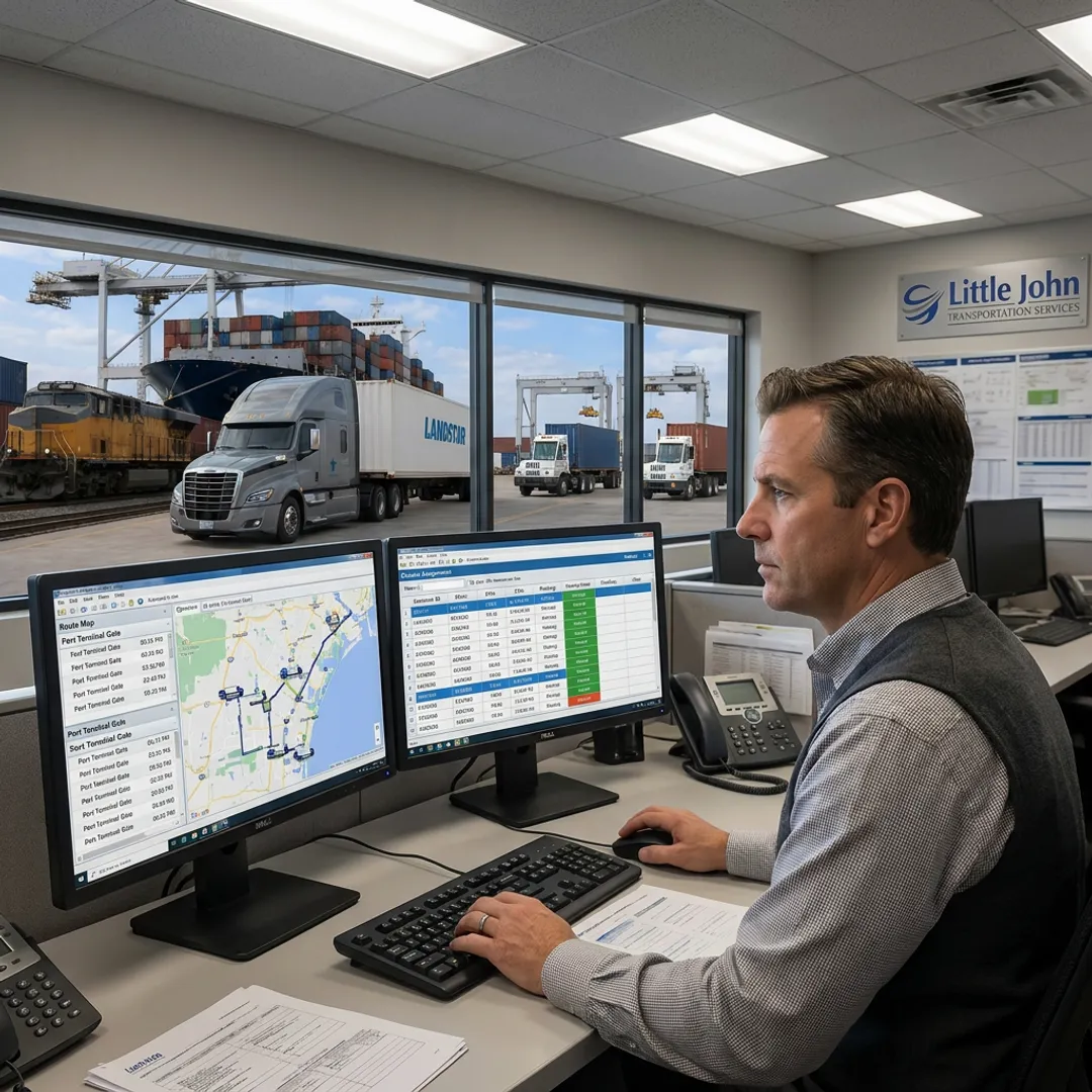 Dispatcher coordinating container drayage route