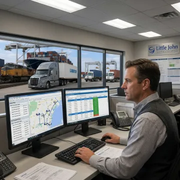 Dispatcher coordinating container drayage route