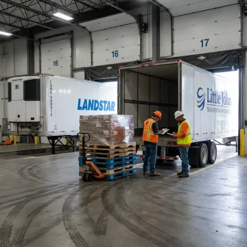 Food-grade freight being transferred at a logistics facility