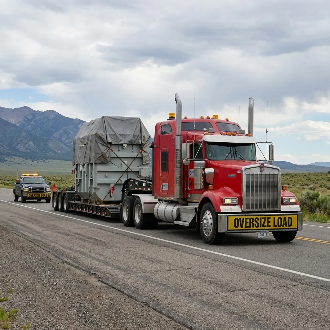 Heavy haul truck transporting oversize equipment