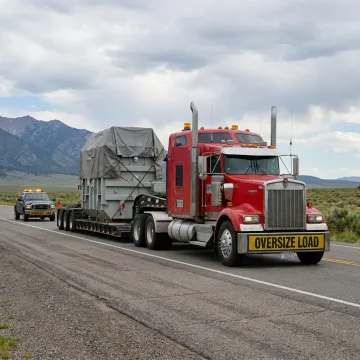 Heavy haul truck transporting oversize equipment