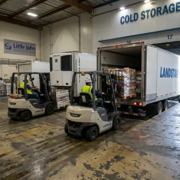 Food-grade pallets being transloaded at a clean freight dock