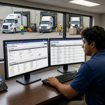 Dispatcher coordinating full truckload shipment tracking