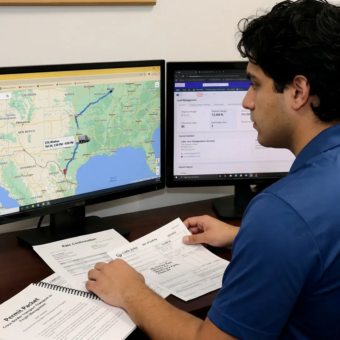 Dispatcher coordinating a hotshot freight route