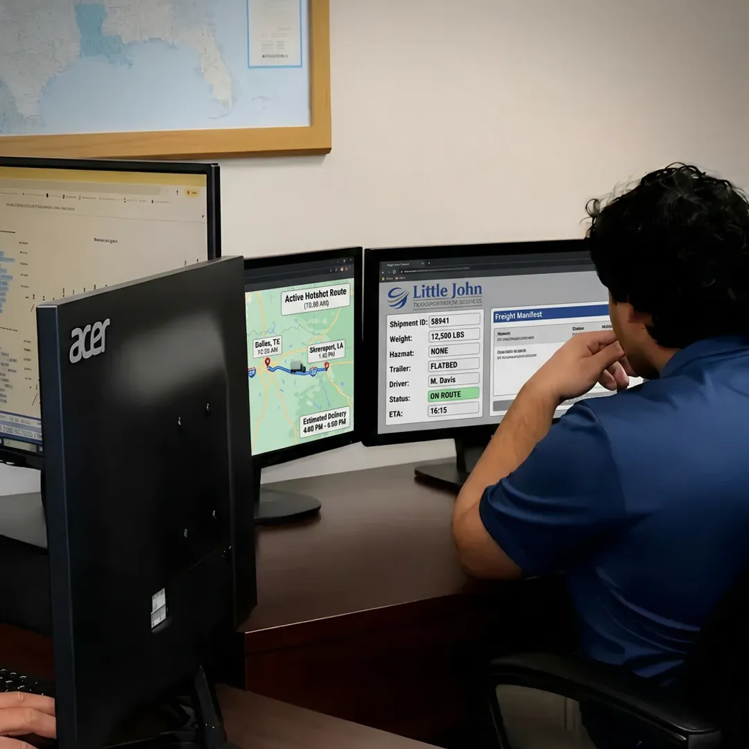 Dispatcher tracking a hotshot freight shipment