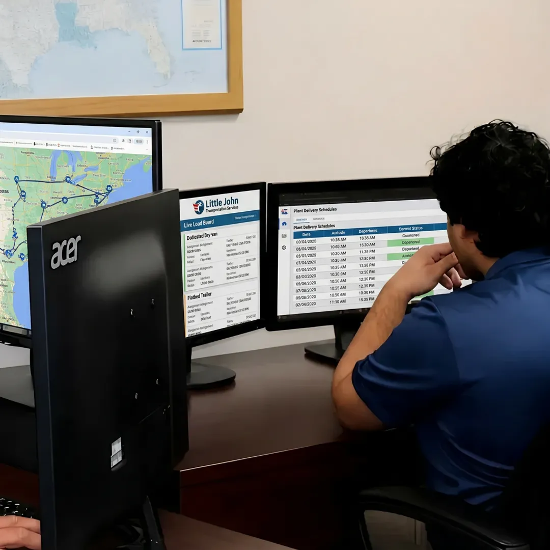 Logistics team monitoring automotive freight routes