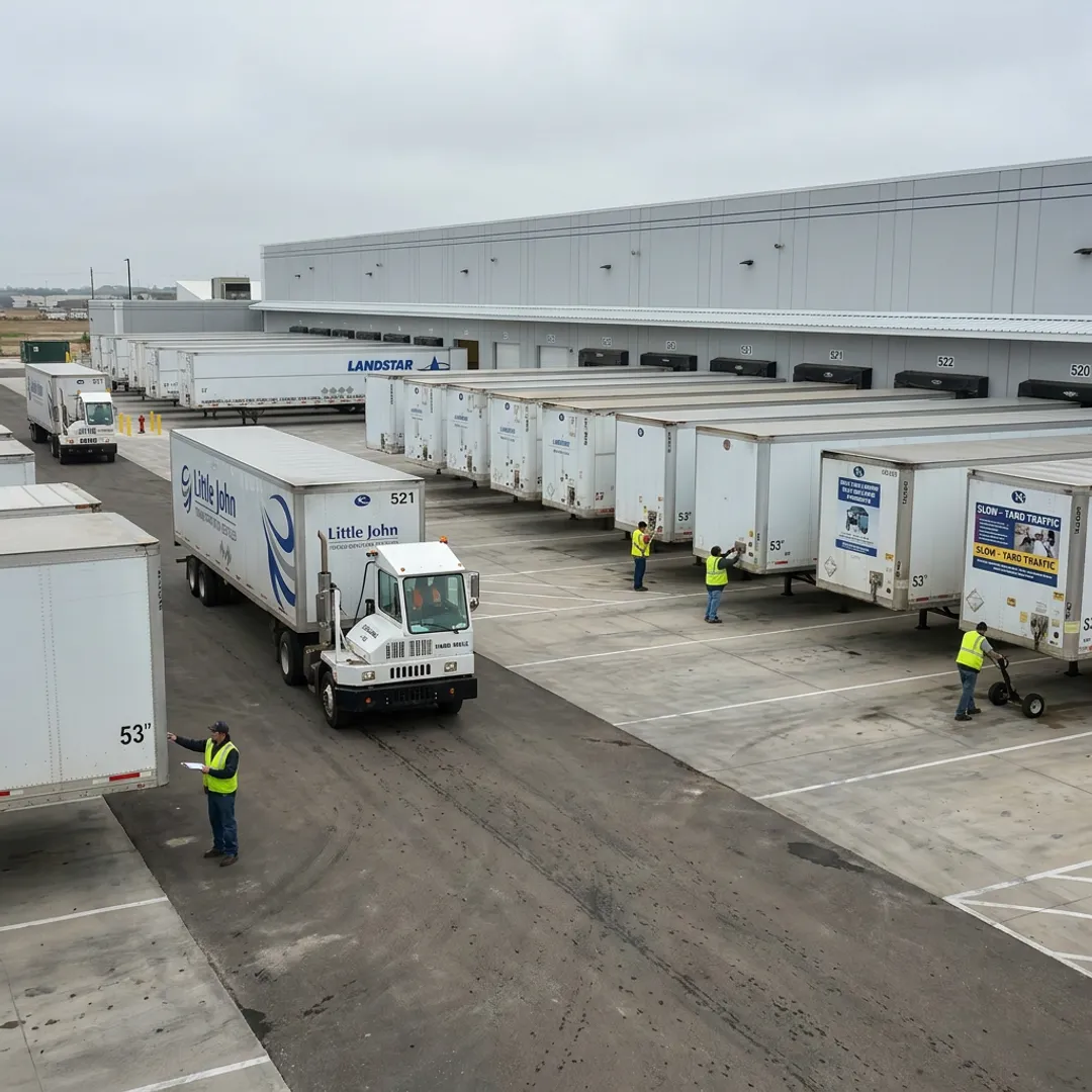 Drop trailers staged at a distribution yard