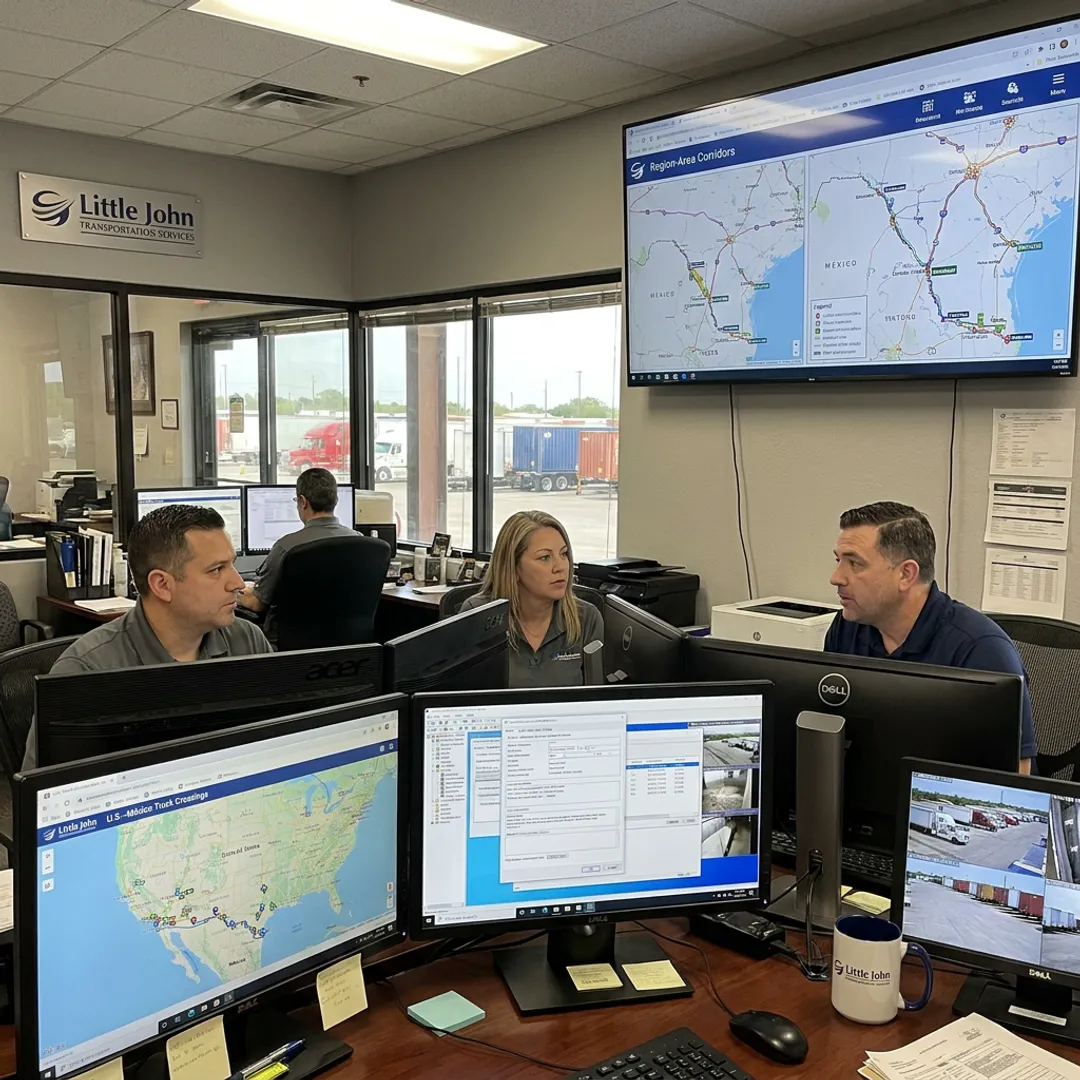 Cross-border freight team coordinating USA to Mexico truckload shipment